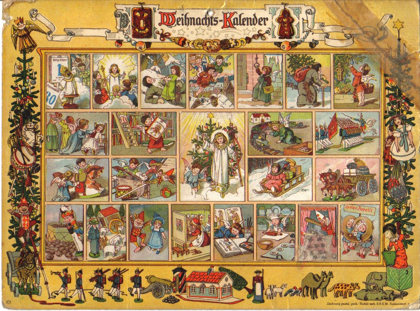 Motiv eines Bild-Adventskalenders um 1920