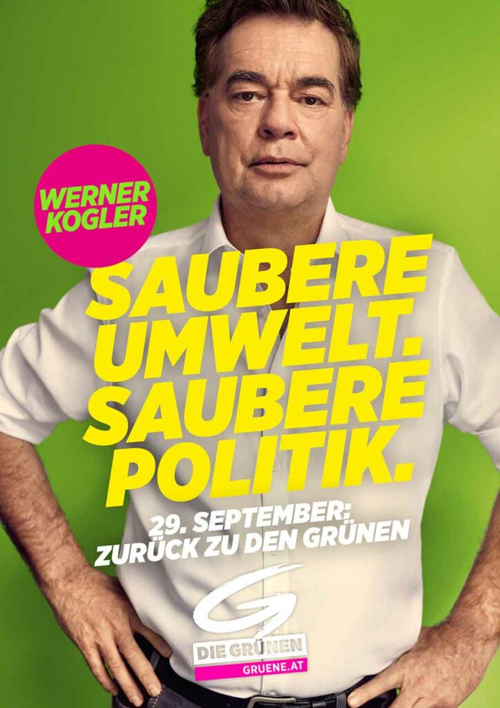 Wahlslogan 2019 der Grünen: Saubere Umwelt Saubere Politik